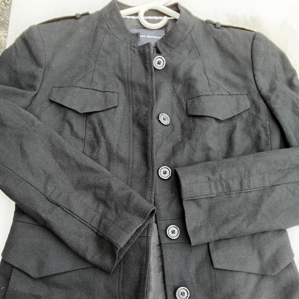 Banana Republic Black Military-Style Button Jacket